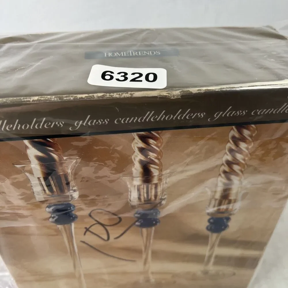 Home Trends MCM Candleholders Glass Set Of‎ 3 Clear & Blue